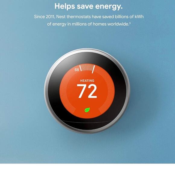 Google Nest Learning Programmable Smart Thermostat 3rd Gen Stainless Steel NEW - Picture 2 of 7